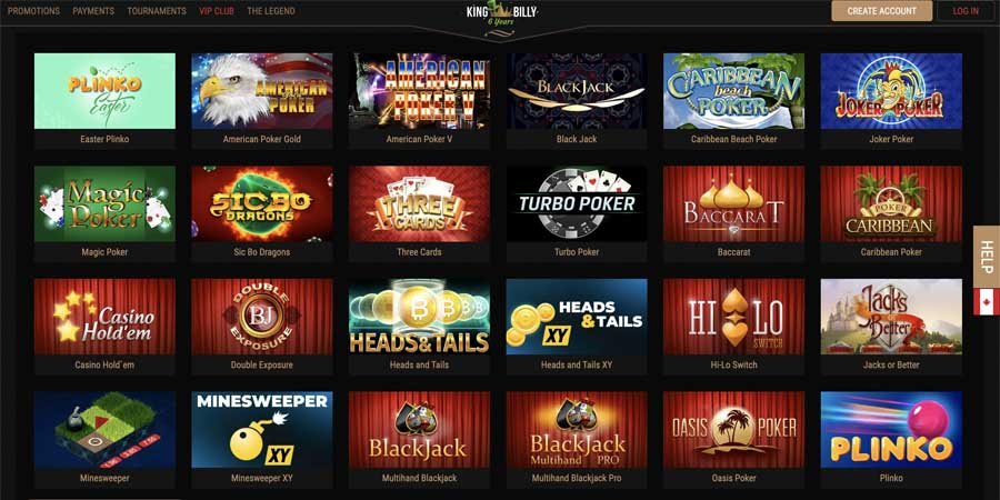 Bonuses and promotions at King Billy Casino